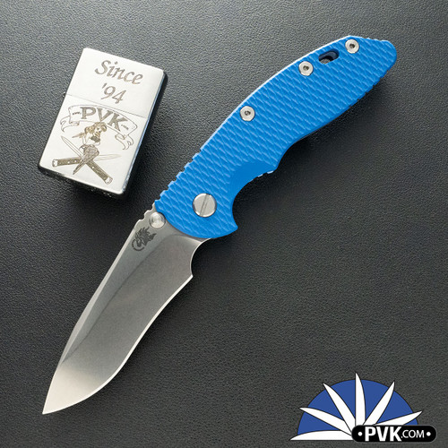 Hinderer XM-18 3.5″ Non Flipper, Recurve Stonewashed Magnacut Blade, Blue G10 Scale, Stonewashed Blue Ti Frame