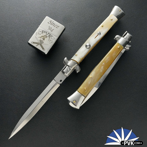 Frank B Italian Stiletto 11" Dagger Blade, Blonde Honey Horn (28cm)
