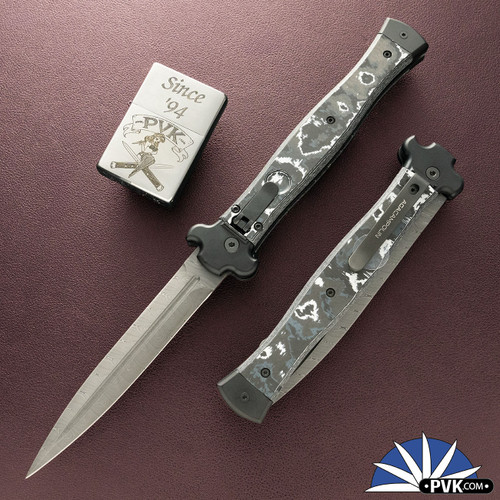 AGA Campolin ZERO+ Limited Edition 2026 Twist Inox Damascus Dagger Blade, White Storm Carbon Fiber Handle,  Copper Coated HW LTD