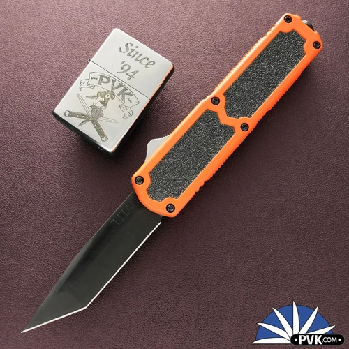 Titan D/A OTF Auto Orange Handle Black Tanto Blade Plain