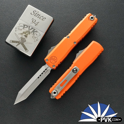 Microtech UTX-70 Gen 4 12494-10OR, Stonewashed Spartan Blade, Orange Handle