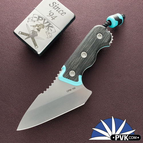 KKustom Knife And Tool PocketPro, Satin CPM-154 Blade, Turquoise G10 And Canvas Micarta Handle