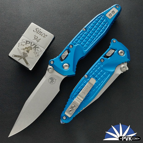 Microtech SOCOM Elite RAM-LOK 160RL-10FRBL, Stonewashed Blade, Blue Frag Aluminum Handle