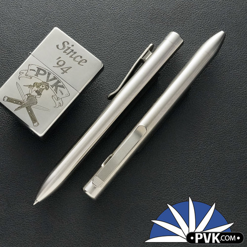 Tactile Turn Clip Action Pen, Machined Titanium, Short Size 5.1"