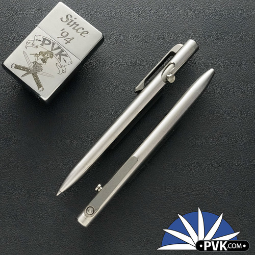 Tactile Turn Slim Bolt Action Pen, Stonewashed Titanium, Short Size 5.1"