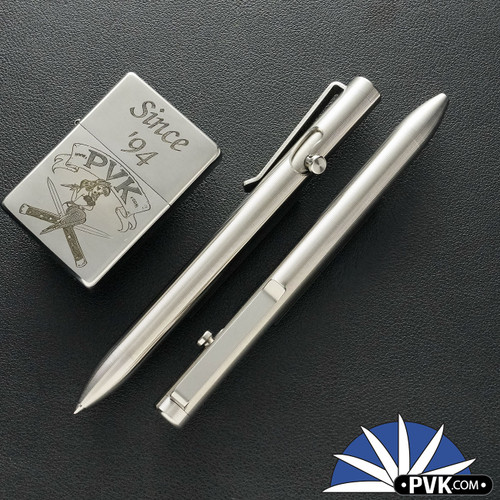 Tactile Turn Bolt Action Pen, Machined Titanium, Short Size 5.1"