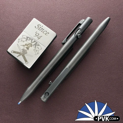Tactile Turn Slim Bolt Action Pen, Black DLC Titanium, Standard Size 5.6"