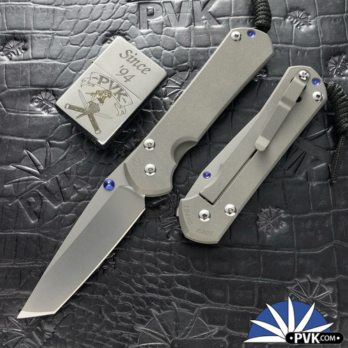 Chris Reeve Large Sebenza 31, Stonewashed Magnacut Tanto Blade, Sandblasted Titanium Handle