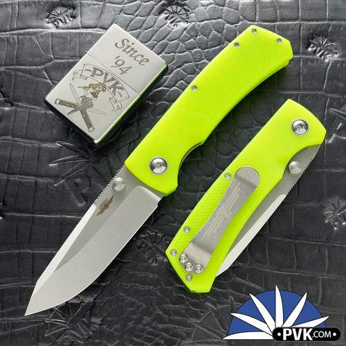 Jarosz Knives Kali, Satin Bevel/ Stonewashed Flats AEB-L Blade, Dayglow G10 Handle Scales