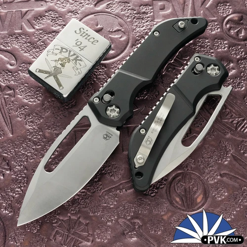 Heretic Knives Koschei, Stonewashed Single Edge Blade, Black Standard Chassis
