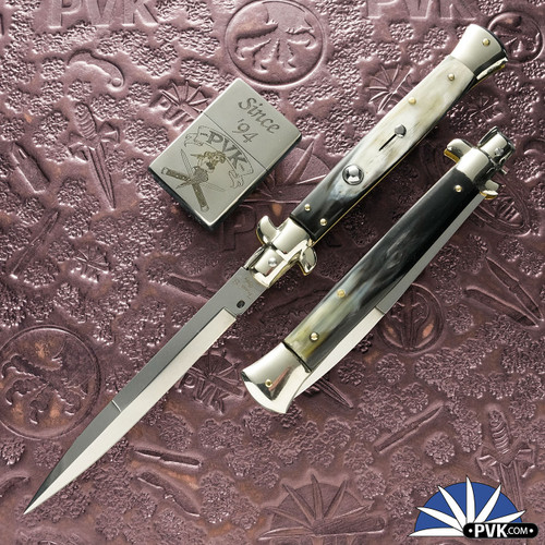 2026 Limited Edition Frank B Italian Stiletto 11" Pick Lock Bayonet Blade, Brazilian Horn (28cm)