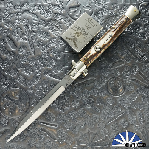 2026 Limited Edition Frank B Italian Stiletto 11" Pick Lock Bayonet Blade, Stag (28cm)