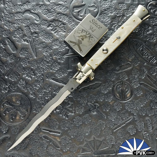 2026 Limited Edition Frank B Italian Stiletto 11" Pick Lock Kris Blade, Mother Of Pearl (28cm)