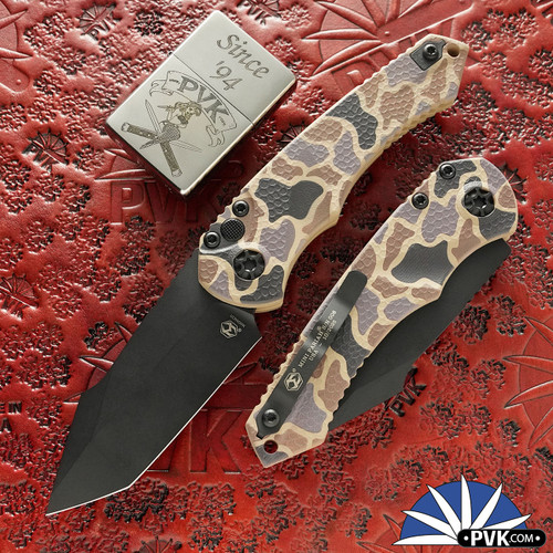 Heretic Knives Mini Pariah Auto, DLC Magnacut Harpoon Tanto Blade,  Duck Camo Handle