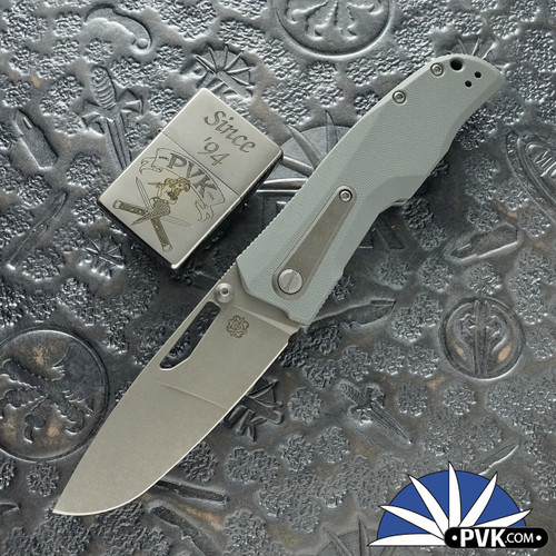 Thermic Tactical Ambient 2026E Liner Lock, M390 Drop Point Blade, Arctic Grey G10 Handles W/Titanium Accents
