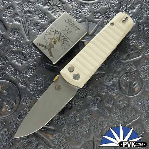 Thermic Tactical Sub Zero 2026B Button Lock, M390 Drop Point Blade, Ivory G10 Handles W/Titanium Accents