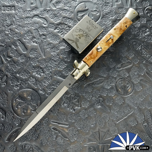 2026 Limited Edition Frank B Italian Stiletto 11" Pick Lock Bayonet Blade, Briar Wood (28cm)