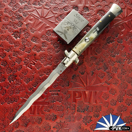 2026 Limited Edition Frank B Italian Stiletto 11" Pick Lock Kris Blade, Brazilian Horn (28cm)