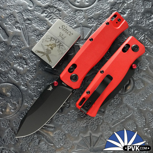 Flytanium Beef Folder, Black 14C28N Blade, Fire Red G10 Handle