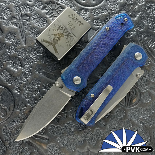 Flytanium Arcade Lite Folder, Stonewashed AUS-10A Blade, Ocean Blue Polycarbonate Handle