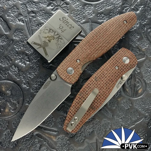 Three Rivers Manufacturing (TRM) Atom Linerlock, Magnacut Blade, Burlap Micarta 3D Handle Scales