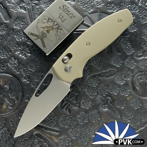 TRM Bulldog Rev. B  River-Lok Stonewash Magnacut Blade, Desert Tan G10 3D Scales