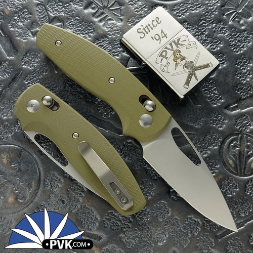TRM Bulldog Rev. B  River-Lok Lefty, Stonewash Magnacut Blade, OD Green G10 3D Lizard Scales