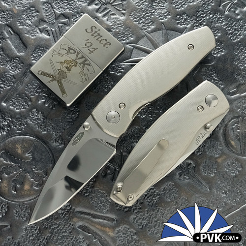 Three Rivers Manufacturing (TRM) Neutron 2 Linerlock, Mike Irie Compound Grind CPM-154 Blade, Pinstripe Titanium 3D Handle Scales