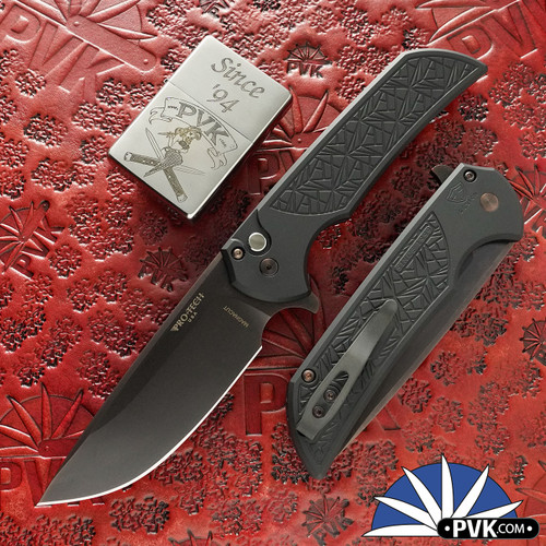 Protech Mordax CCKSF26.Mordax.1, Antique PVD Magnacut Blade, Black Nexus Textured Handle, Black Lip Pearl Button