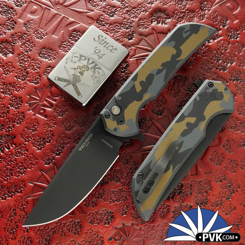 Protech Mordax CCKSF26.Mordax.2, DLC Black Magnacut Blade, Deluxe Camo Cerakote Handle, Black Lip Pearl Button