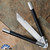 29 Knives Custom 5" S35VN Halo 3 Tanto Blade, Blue Black Carbon Fiber Inlay, Channel Cut & Polished 303 Stainless Steel