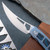 Cavol Knives Kamasu Front Flipper M390 Bead Blast Blade, Blue Titanium Handle W/ Blue Gmascus - C06BCE