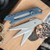 CIVIVI Mandate Blue Titanium Utility Knife, With 2 Extra - 9Cr18MoV Blades And 1 - Damascus Blade
