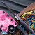 Dan Dugdale Custom Finger Hole Fixed Blade, Hand Rubbed Satin D2 Drop Point, Black & Pink Micarta Handle, Pink Digi Camo Sheath