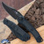 Heretic Knives Wraith V4 Auto Bowie DLC Blade, Black Handle W/ GITD Carbon Fiber Inlays, Tritium Button