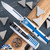 Microtech UTX-85 231-1CO Single Edge White Blade, White And Blue Handle Clone Trooper