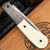 Robert "Butch" White Vintage Automatic, Damascus Blade Bone Handles