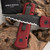 Custom REK Knives Protech Godson Auto 721 Black Full Serrated Blade, Red Handle