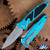 Microtech Socom Elite Manual 160-10TQ Single Edge Stonewash Blade, Turquoise Handle