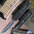 Microtech/Marfione Select Scarab 2 Gen 3 1279-16MS1 Tanto Blued Baker Forge Copper Mai Blade Black Hefted Handle With Stingray Inlay - B