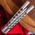 Fiore Pinless Balisong RWL-34 Mirror Polish Tanto Blade, Bead Blast Titanium Handle SN009