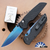 Protech TR-3 Integrity Thumbstud Manual, Sapphire Blue CPM-S35VN Blade, Relic Textured Black Handle