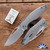Koenig Knives Arius Non-Flipper, Burnished W/PF, Smooth Titanium Handles,  Blue HW W/Blasted Clip