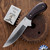 29 Knives Custom Fixed Flat Clip Bowie S35-VN, Maroon Micarta Handle Scales