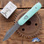 Chuck Gedraitis Custom Switch Army Auto, Vegas Forge Spirograph SS Clip Point Blade, Tiffany Blue G10 Scales
