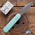 Chuck Gedraitis Custom Switch Army Auto, Vegas Forge Spirograph SS Clip Point Blade, Tiffany Blue G10 Scales