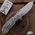 Hinderer Half Track Slicer, Stonewashed Magnacut Blade, Stonewash Finish W/Blue G10 Scale