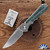 Chris Reeve Large Inkosi, Blasted Magnacut Drop Point Blade, Titanium Scales W/Magnetic Teal CarboTi Inlays,