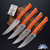Microtech Kitchen 4.5 Steak Knife Set 3600-10SETEM Stonewashed Blade, Ember G10