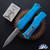 Microtech Hera II Mini 1702M-12APBL Double Edge Apocalyptic Full Serrated Blade, Blue Handle